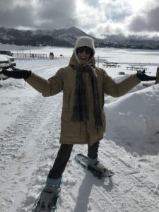 Dr. Patti snowshoeing