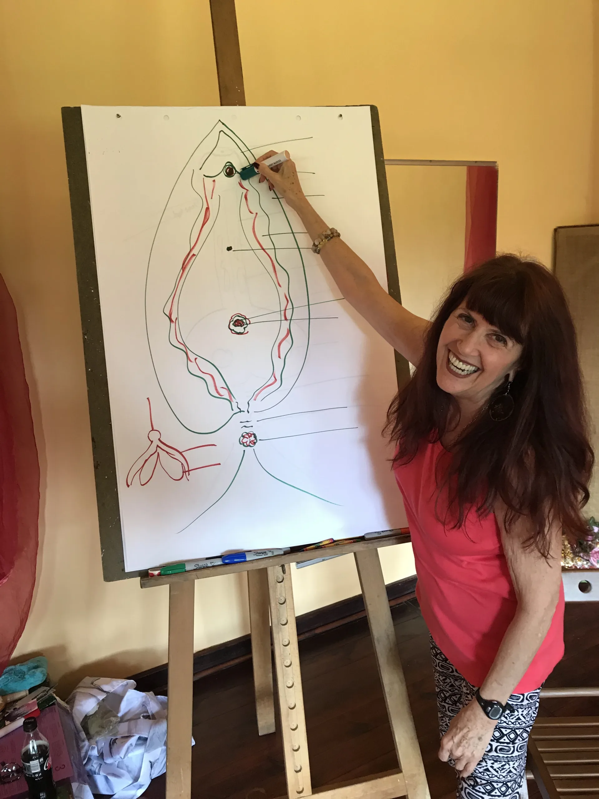 Dr Patti Britton drawing on a board